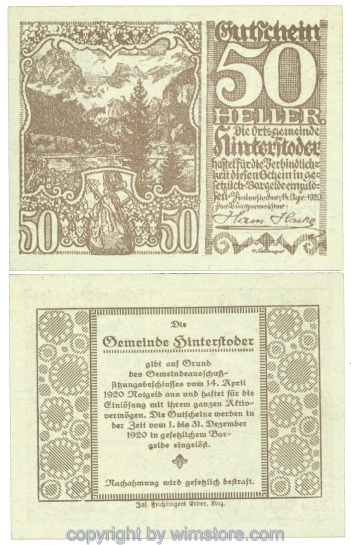 sn106801 Hinterstoder, J00377d, 50 Heller; 1