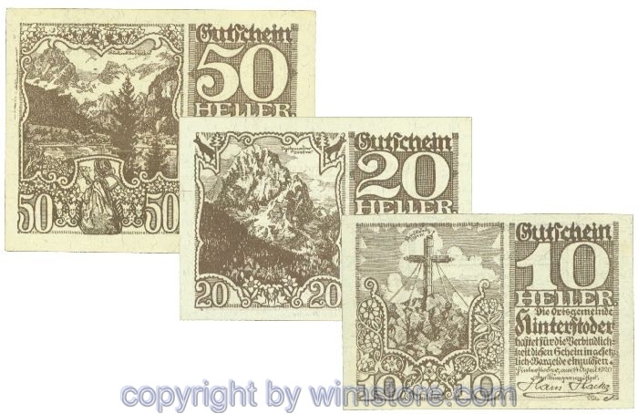 sn106802 Hinterstoder, J00377d, Serie 10, 20, 50 Heller; 1