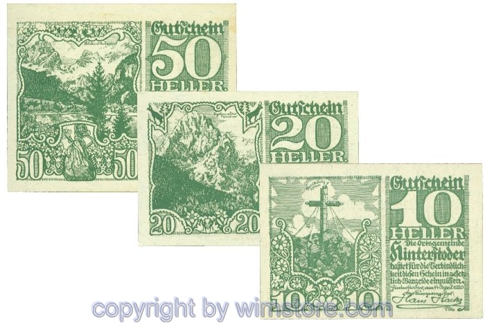 sn106806 Hinterstoder, J00377f, Serie 10, 20, 50 Heller; 1