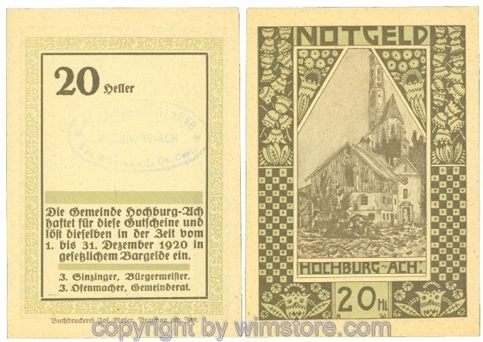 Hochburg-Ach, J00381d, 20 Heller; 1-
