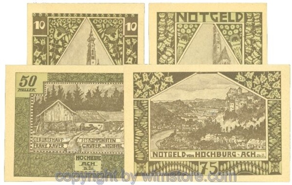 Hochburg-Ach, J00381d, Serie 10, 20, 50, 75 Heller; 1