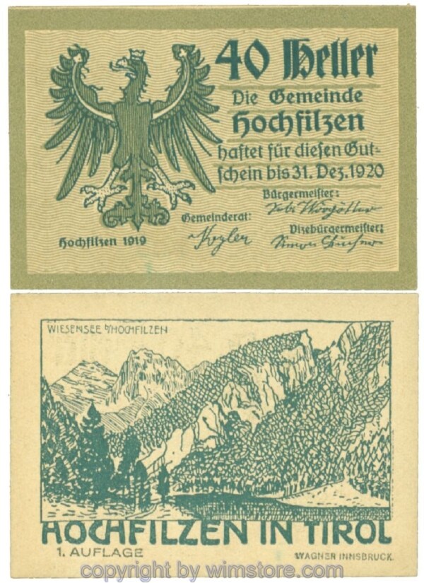 sn106865 Hochfilzen, J00382a, 40 Heller; 1