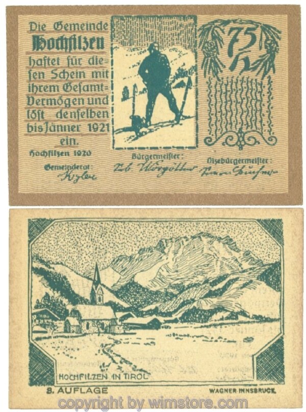 sn106877 Hochfilzen, J00382c, 75 Heller; 1