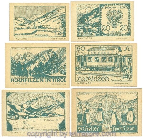 Hochfilzen, J00382d, Serie 10, 20, 40, 60, 75, 90 Heller; 1