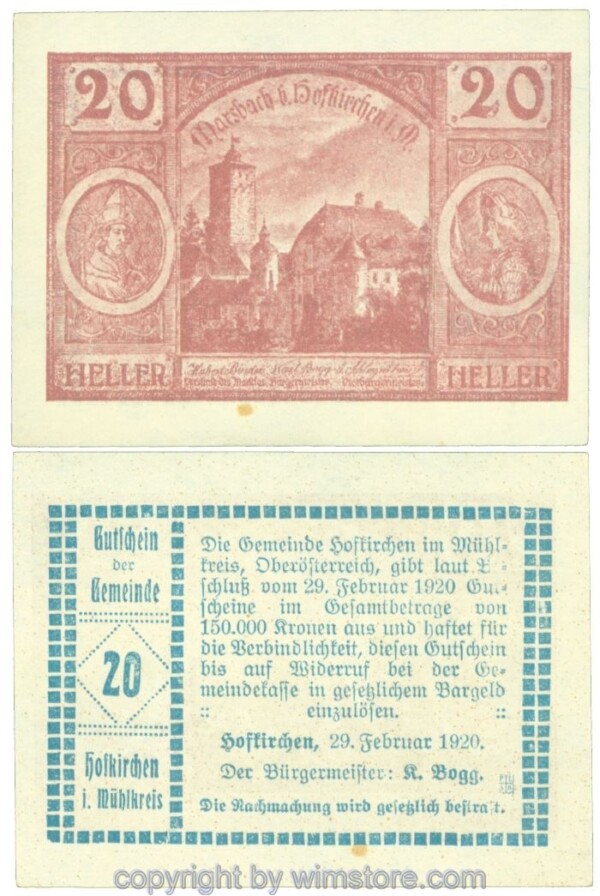 Hofkirchen im Mühlkreis, J00386b, 20 Heller; 1