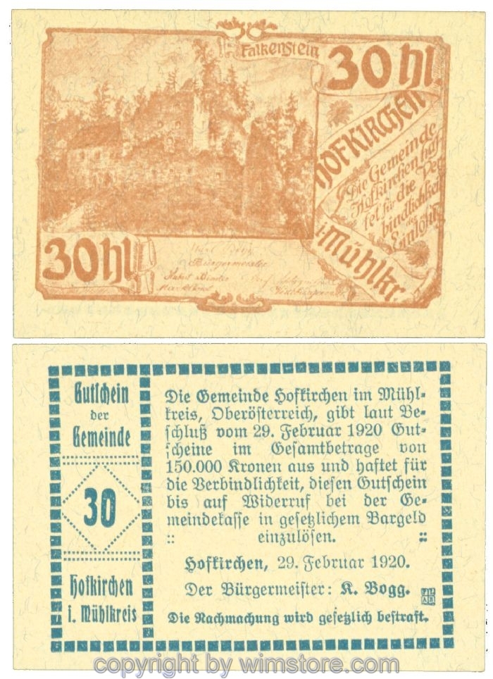 Hofkirchen im Mühlkreis, J00386b, 30 Heller; 1