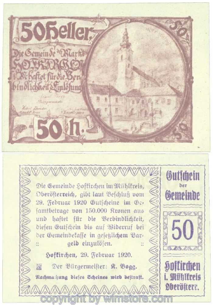 Hofkirchen im Mühlkreis, J00386c, 50 Heller; 1