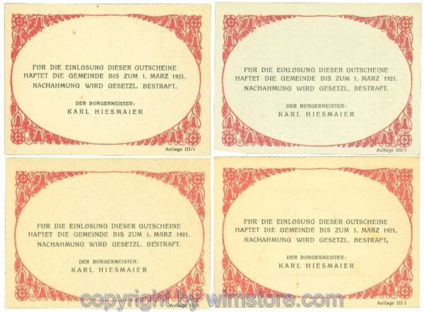 Hofkirchen im Traunkreis, J00387IIIa, Serie 30, 50, 75, 90 Heller; -1, fleckig