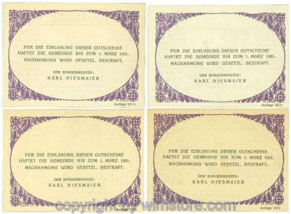 Hofkirchen im Traunkreis, J00387IIIb, Serie 30, 50, 75, 90 Heller; 1