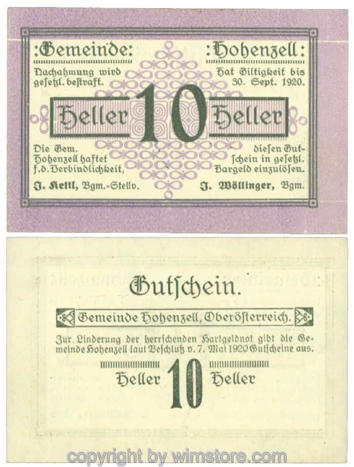 Hohenzell, J00389I4, 10 Heller; 1