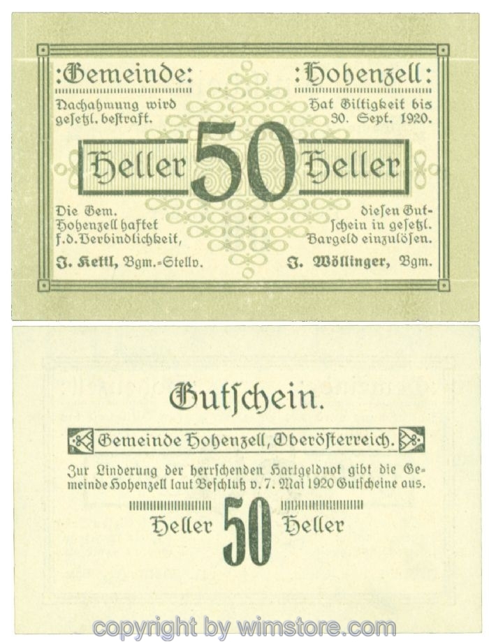 Hohenzell, J00389I6, 50 Heller; 1
