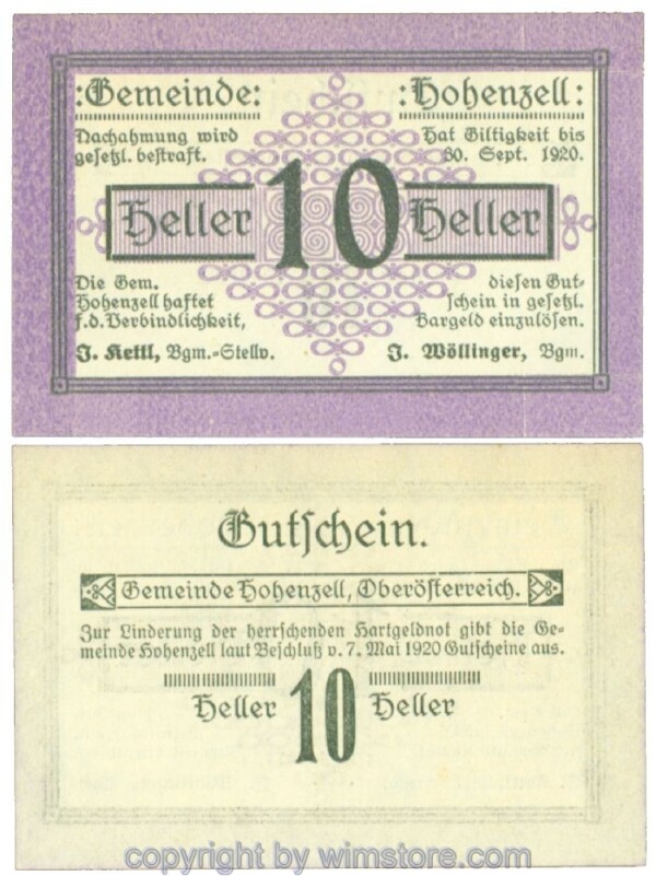 Hohenzell, J00389I10, 10 Heller; 1