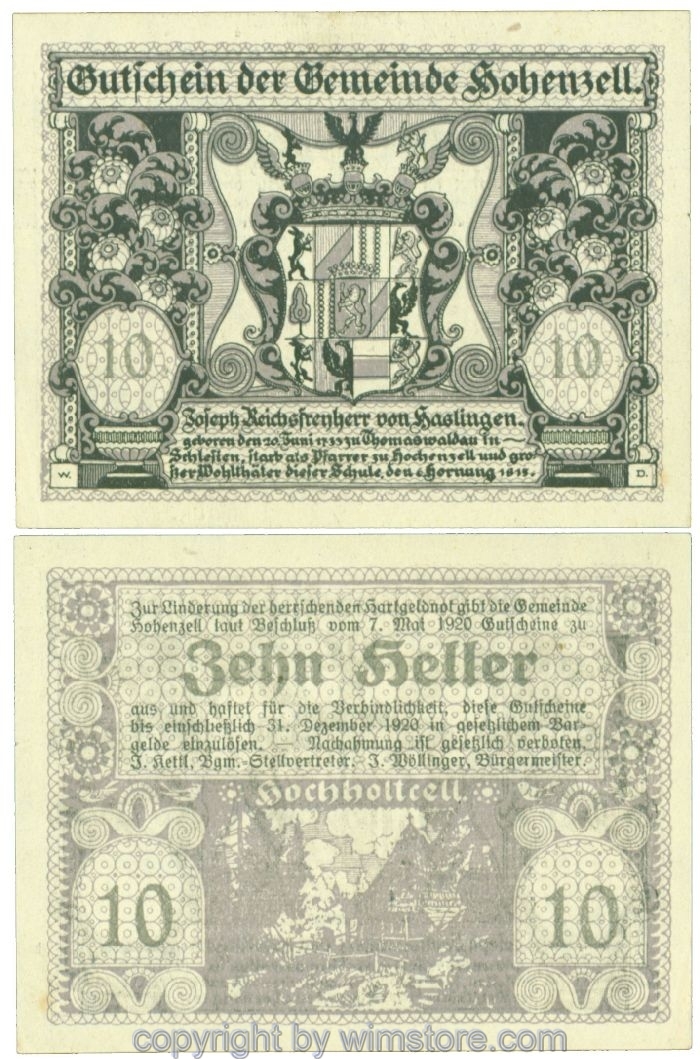 Hohenzell, J00389IIa, 10 Heller; 1