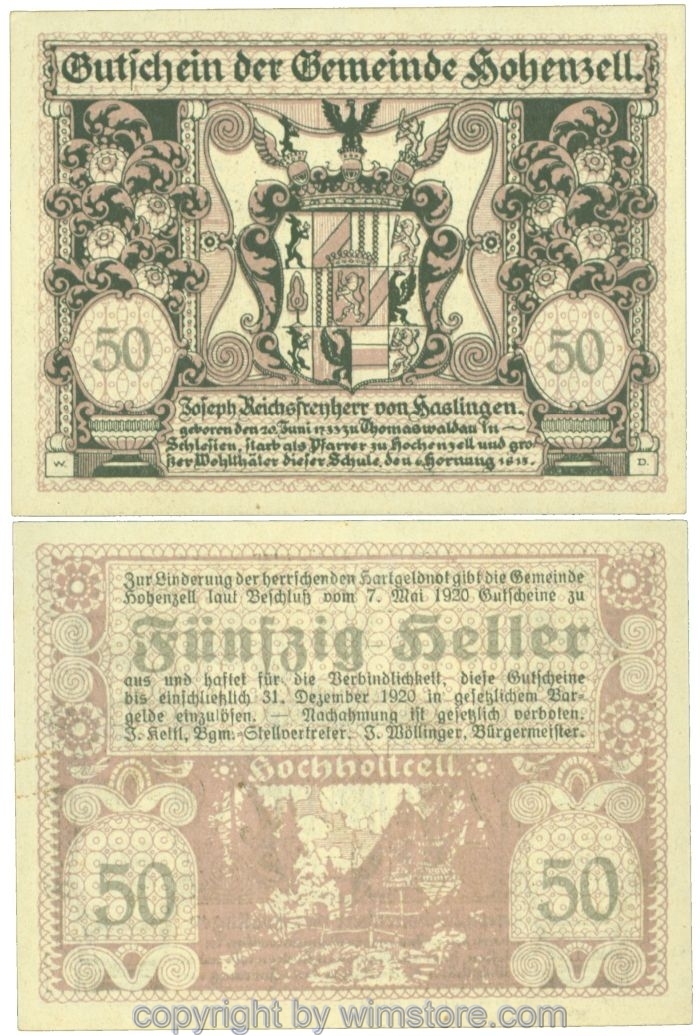 Hohenzell, J00389IIa, 50 Heller; 1