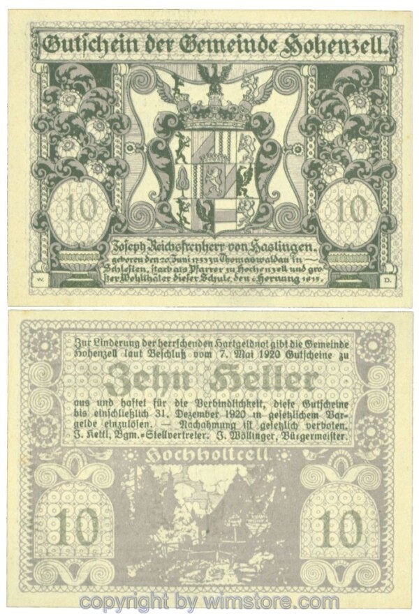 Hohenzell, J00389IIb, 10 Heller; 1