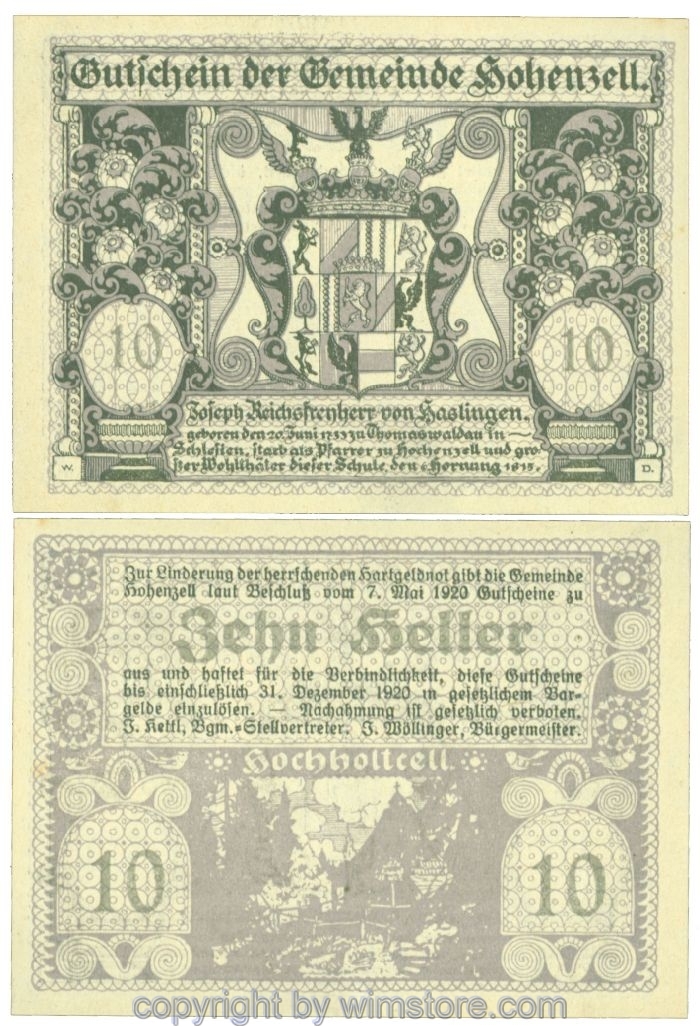 Hohenzell, J00389IIb, 10 Heller; 1