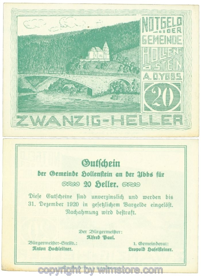 Hollenstein, J00395a, 20 Heller; I