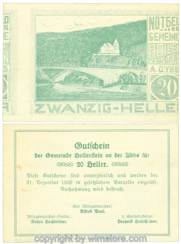 Hollenstein, J00395ax, 20 Heller; I