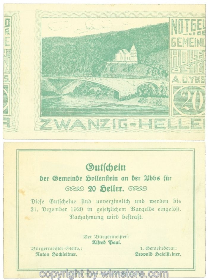 Hollenstein, J00395ax, 20 Heller; I