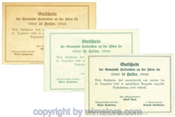 Hollenstein, J00395a, Serie 10, 20, 50 Heller; I