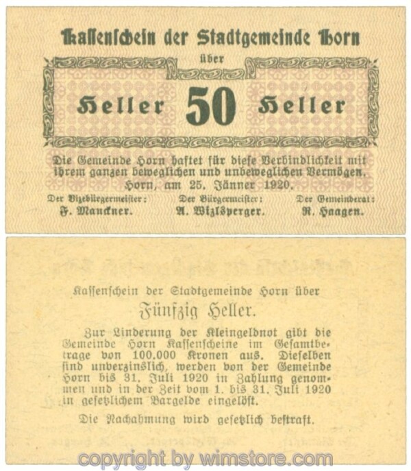Horn, J00397I15, 50 Heller; I
