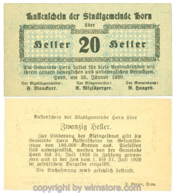 Horn, J00397I17, 20 Heller; I