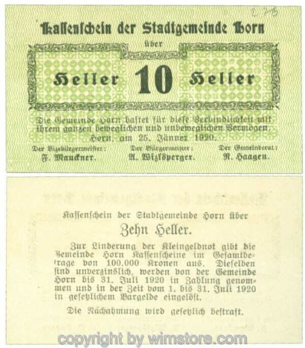 Horn, J00397I19, 10 Heller; I