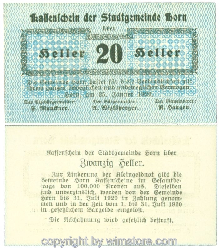 Horn, J00397I20, 20 Heller; I