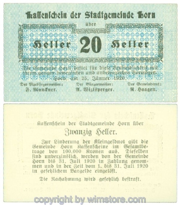 Horn, J00397I65, 20 Heller; I