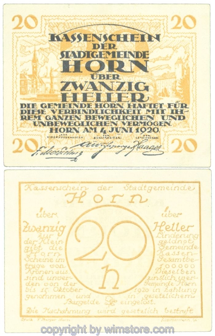 Horn, J00397SIId, 20 Heller; I
