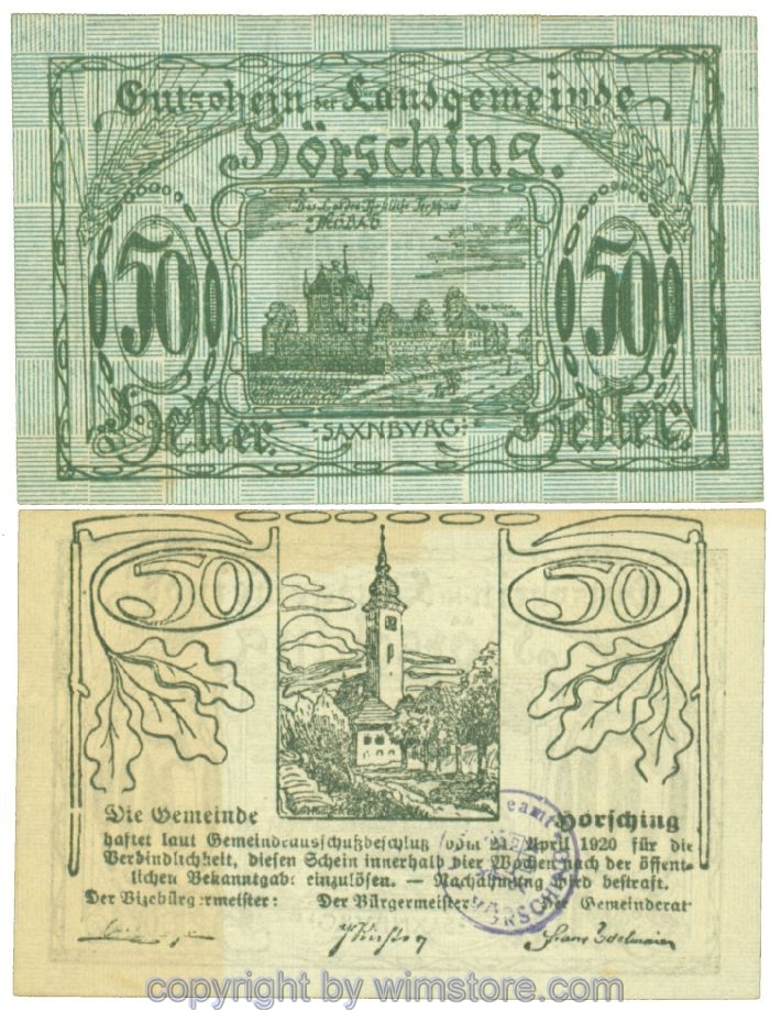 Hörsching, J00399Ib1, 50 Heller; 1