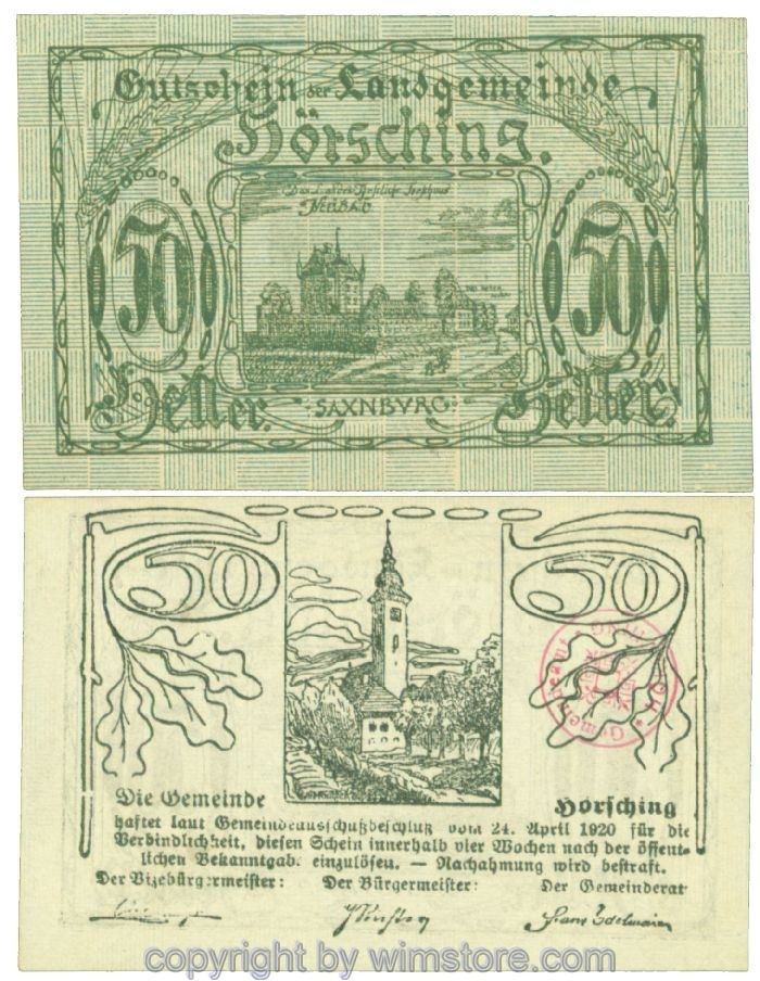 Hörsching, J00399Ib2, 50 Heller; 1