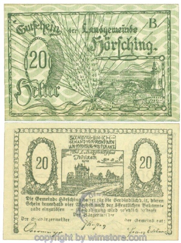 Hörsching, J00399Ic1, 20 Heller; 1