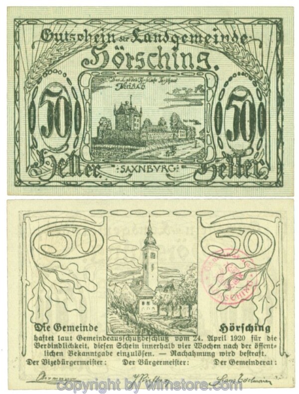 Hörsching, J00399Ic2, 50 Heller; 1