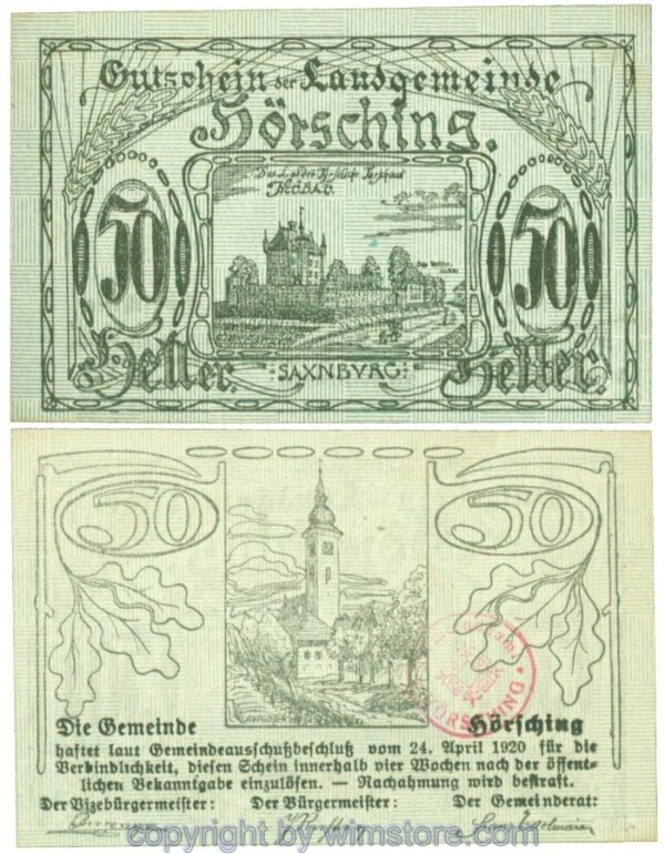 Hörsching, J00399Ic2x, 50 Heller; 1