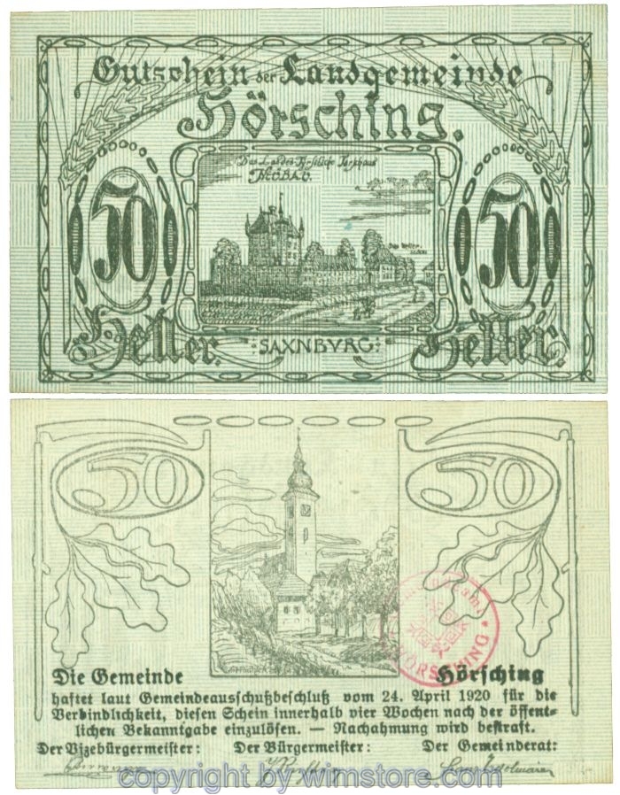 Hörsching, J00399Ic2x, 50 Heller; 1