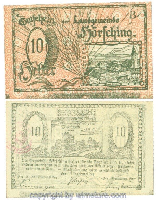 Hörsching, J00399Icc2x, 10 Heller; 1