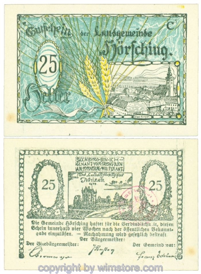 Hörsching, J00399Ie2, 25 Heller; 1