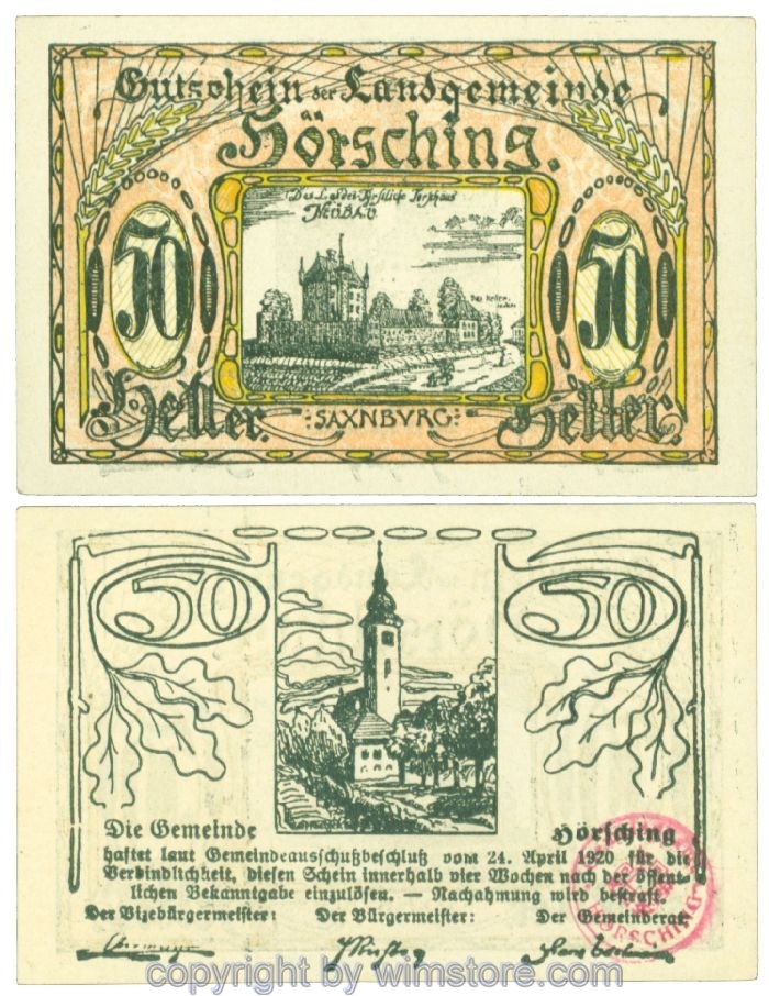 Hörsching, J00399Ie2, 50 Heller; 1