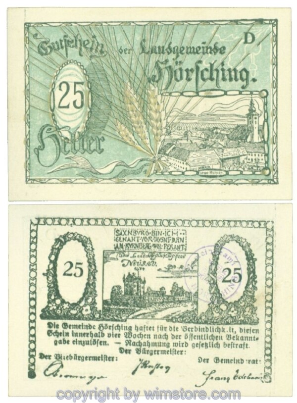 Hörsching, J00399Ig1x, 25 Heller; 1