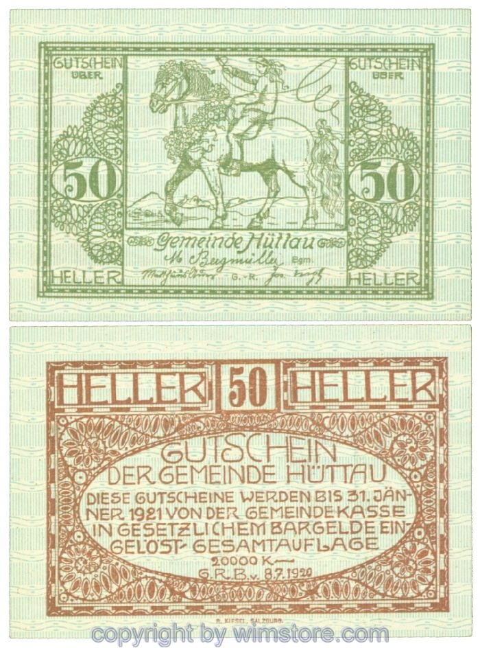Hüttau, J00401b, 50 Heller; 1