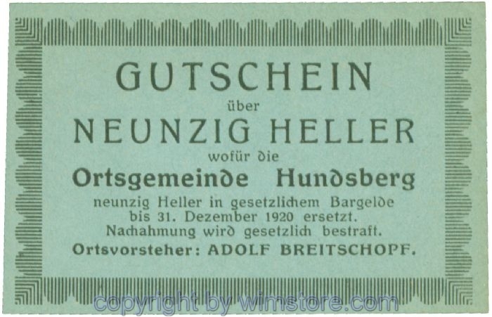 sn107079 Hundsberg, J00402SIBa, 90 Heller; 1