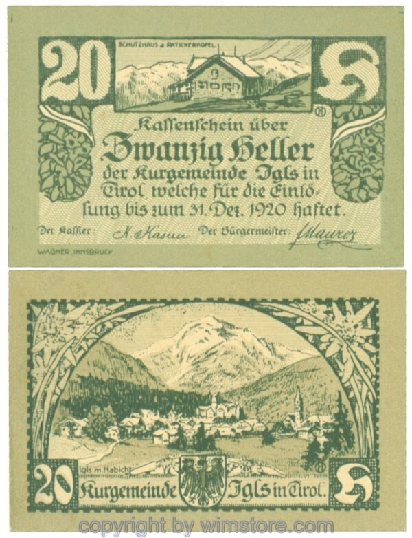 Igls, J00403a, 20 Heller; 1