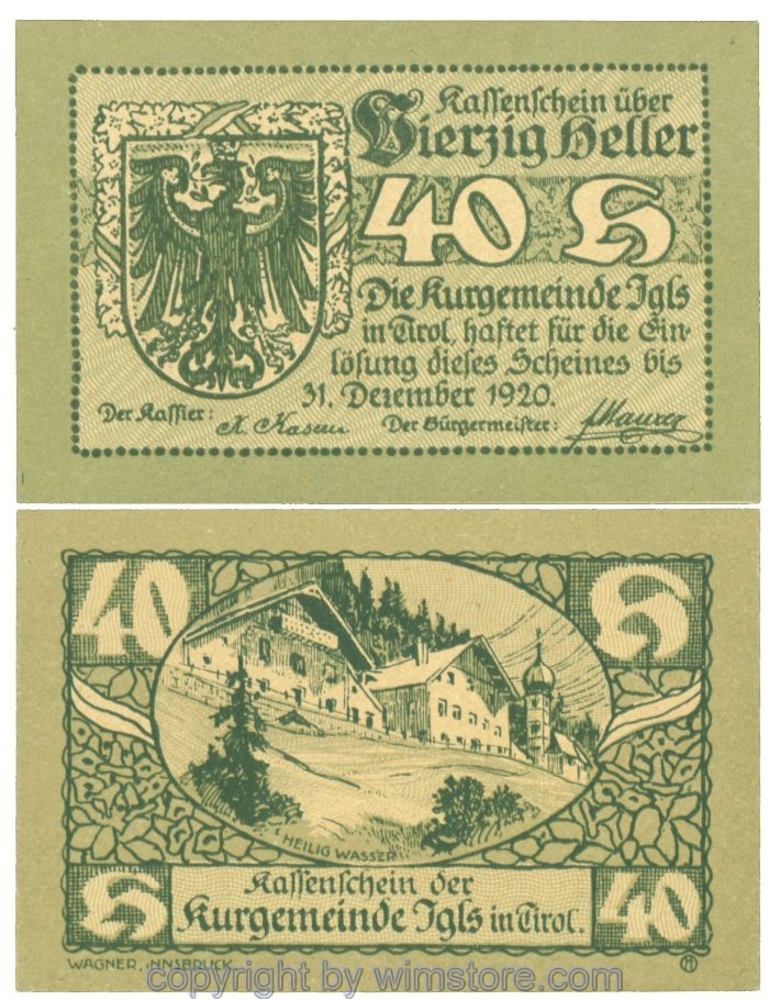 sn107093 Igls, J00403a, 40 Heller; 1