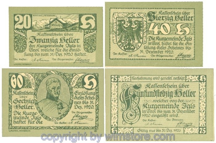 sn107095 Igls, J00403a, Serie 20, 40, 60, 75 Heller; 1