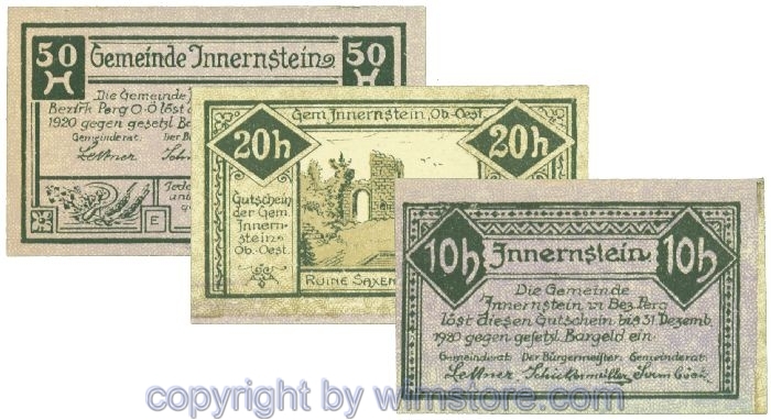 Innerstein, J00406, Serie 10, 20, 50 Heller; 1