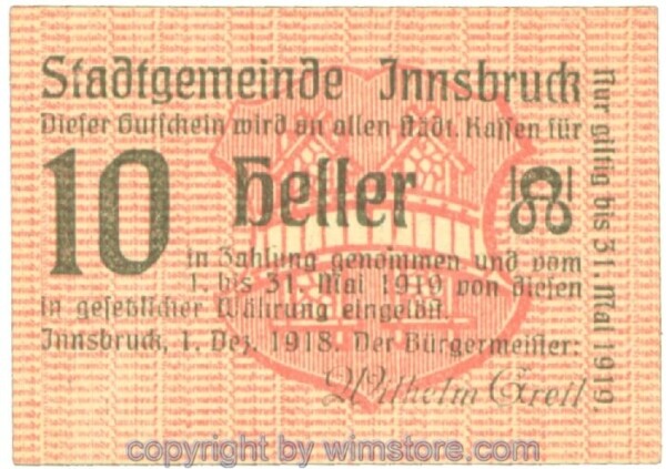Innsbruck, J00409Ia, 10 Heller; 1