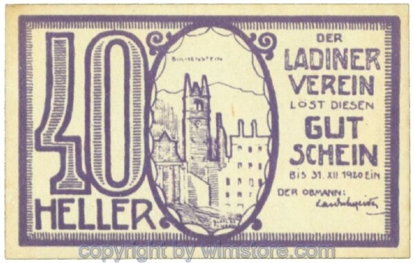 Innsbruck, Prv. Ladiner-Verein, J00410A, 40 Heller; 1