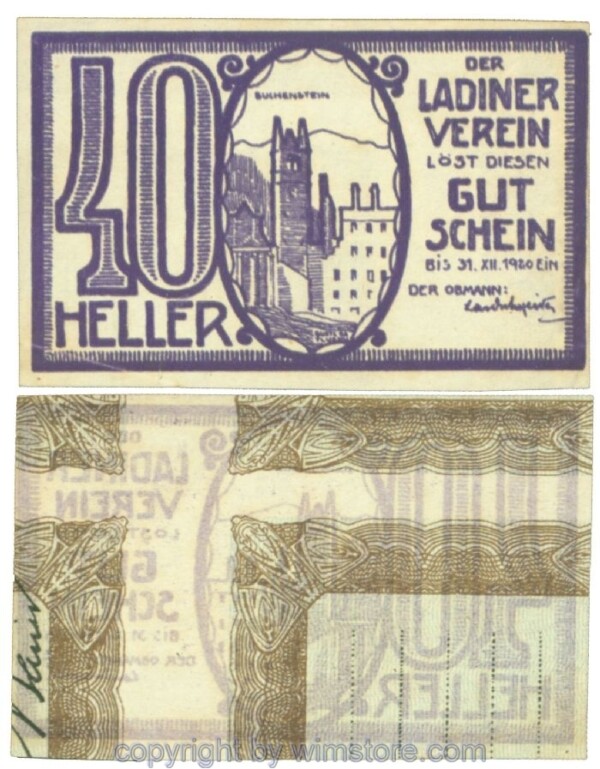 Innsbruck, Prv. Ladiner-Verein, J00410Ax, 40 Heller; 1