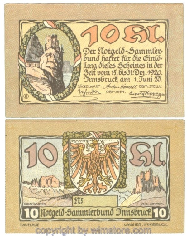 Innsbruck, Prv. Notgeld-Sammlerbund, J00412Ia, 10 Heller; 1-